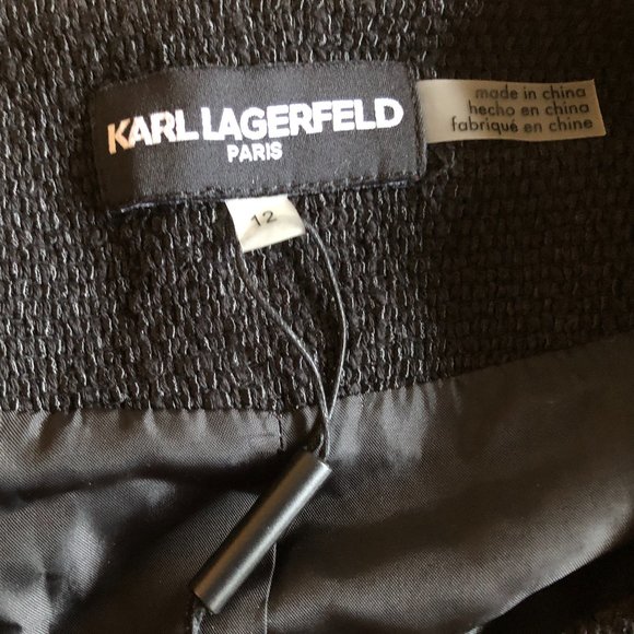 Brand New Women's Karl Lagerfeld Black Tweed Blazer Jacket - Picture 5 of 16